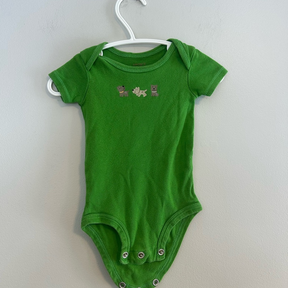 (3/$20) Carters 3m Green dog short sleeve Onesie